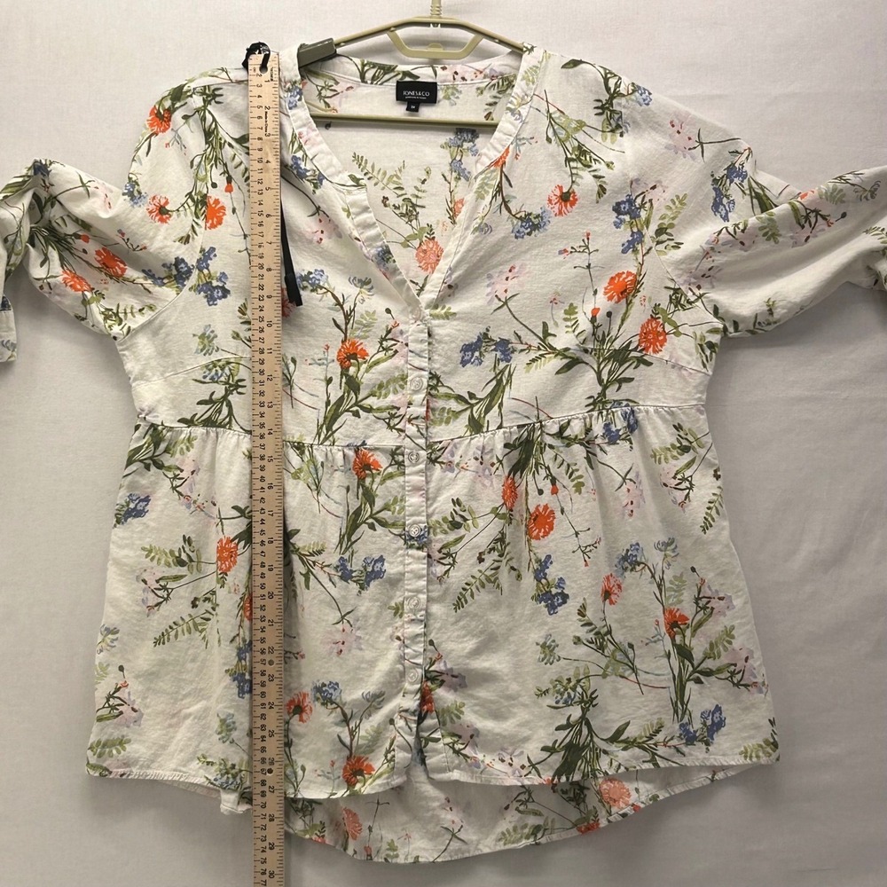 Jones And Co Linen Popover‎ Top Cream 1X - Picture 9 of 12